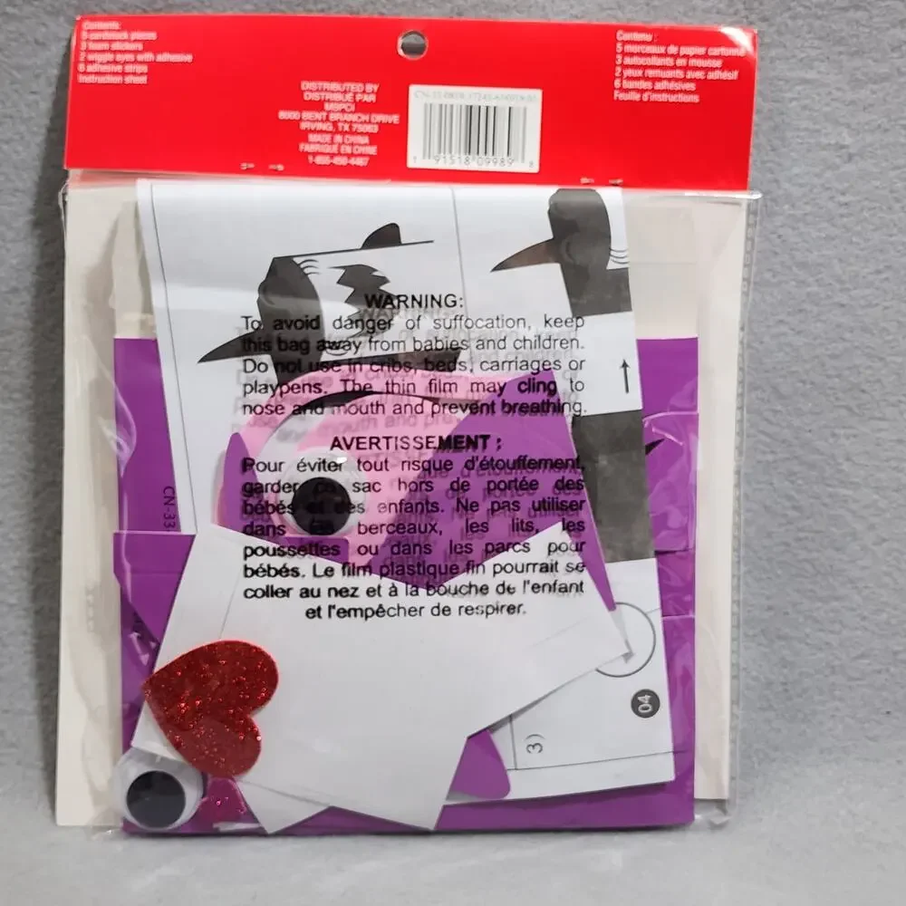 Valentine Mailbox Kits x3 Purple Shark, Pink Dog, Red Heart - New Sealed Packs